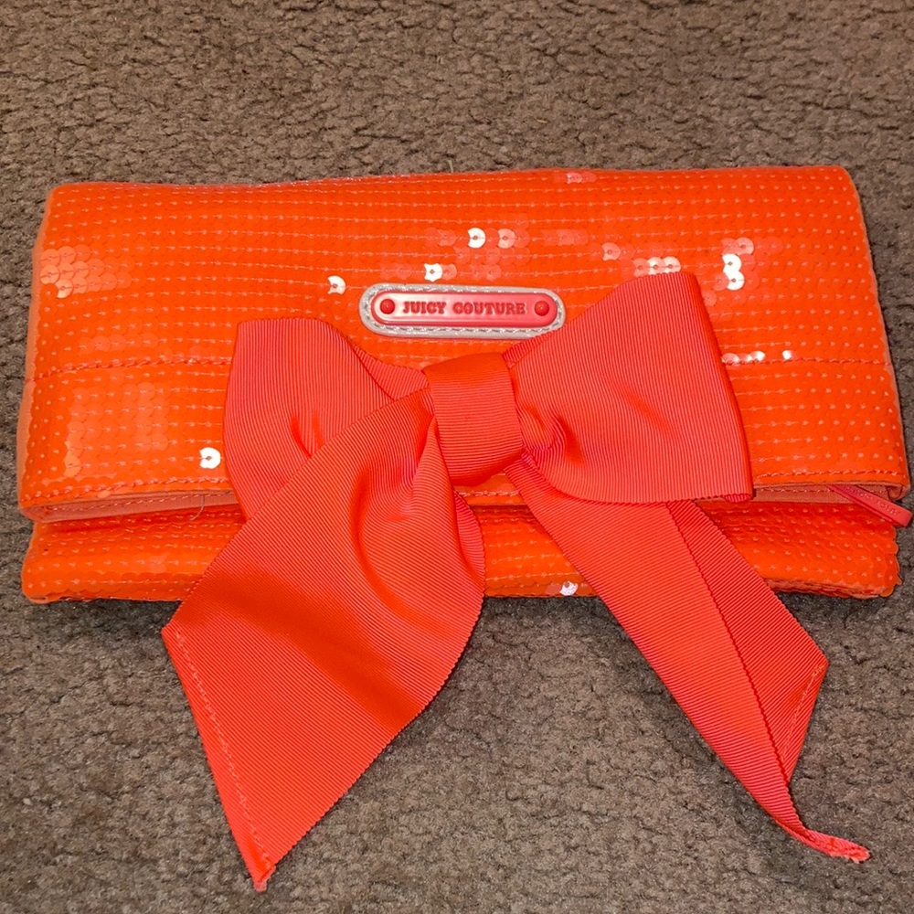 Juicy Couture Orange Sequin Bow Clutch